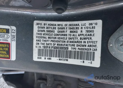 2011 Honda Civic Lx from USA, damaged, VIN 19XFA1F50BE000509